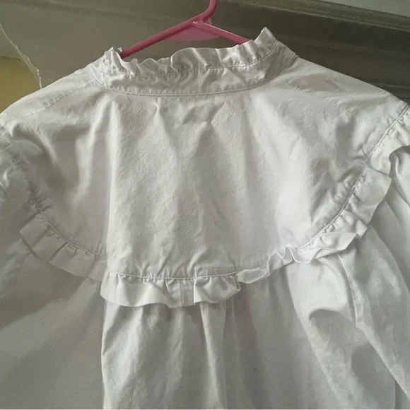 Emerson Fry White Poplin Victorian-Style Ruffle Blouse - Picture 8 of 11